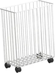 B Baosity Rolling Clothes Basket Yoga Mat Storage Bin Stuffed Animal Organizer Multifunction Laundry Basket with Wheel for Yoga Block, white