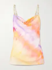 [RABANNE] RABANNE - Chainmail-embellished Tie-dyed Satin Camisole - Orange - FR 34 FR 34 Orange