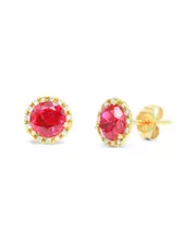 Diana M. Fine Jewelry 14K 2.18 ct. tw. Diamond & Ruby Corundum Halo Studs
