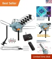 HDTV Antenna Amplified Outdoor 150 Mile Range 360 Rotation Setup Kit