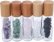 HONMEET 5Pcs Essential Oil Bottle Natural Crystal Roller Bottles Leakproof Design for Perfumes Essential Oils Portable for Travel Daily Use