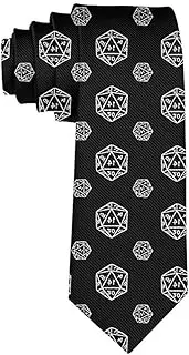 [COLORFULSKY] Men D20 Dice BlackNovelty Necktie Great For Wedding Party Groom Groomsmen