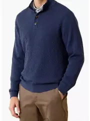 Tommy Bahama Men’s Sandbar Textured Henley Gray Sweater Size M