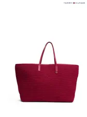Tommy Hilfiger Red The Sofia Capsule Leather 100% Cotton Beach Bag (H23563) | $305
