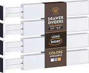 Adjustable Bamboo Drawer Dividers Organizers - Fits Standard Drawers Sized 12.2" Upto 17.3"- Expandable Kitchen Drawer Organizer Separator for Utensils, Dresser, Clothes, Bedroom, Bathroom 4PK, White