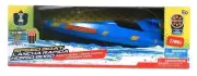 Speed Boat Radio Controlled Battery Powered Blue with Orange and Yellow Strips