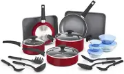 Nonstick Cookware Set with Glass Lids - Aluminum Bakeware, Pots and Pans, Storag