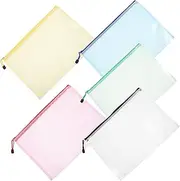 TOGEVAL 5 Pcs Zipper File Bag Envelope Organizer Receipt Holder Small Zipper Pouch Receipts Organizer Mesh Storage Bags Mesh Zipper Bags Document Pouch Receipt Bag Mesh Zipper Pouch Bags