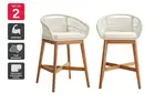 Set of 2 Shangri-La Lorne Rope Cushion Acacia Wood Outdoor Barstools (Cream),