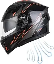 WILLAB Full Face Motorcycle Hat - Full Face Dual Lens Shield Street Motorcycle Hat - Cycling Hat for Motorcycles, Scooters & Mopeds, Street Hat for Adults Men and Women