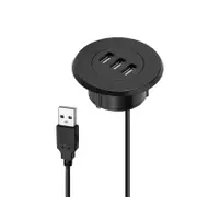 Black 3 Ports Usb 2.0 Hub 5Cm Grommet Hole In Desk Mounting For Laptop Pc Computer Usb Cables Hubs & Adapters