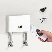 3KW Electric Instant Hot Water System, Tankless Shower Heater with LCD Display Homehold Under Sink Basin, Water Heater System for Kitchen Bathroom Washing ﻿