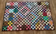 42 x 31" handmade lap quilt baby scrappy 9 patch scraps