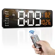 16" Large Digital Wall Clock with Remote, Large Display LED Wall Clock for Li...