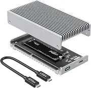 Qwiizlab Fanless 40Gbps USB4 Thunderbolt External SSD Enclosure with Aluminum Heat Sink Chasiss, Supports M.2 NVMe SSD up to 8TB, Silver (SSD Not Included)