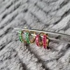 Natural Ruby, Emerald Mini Hoops Earrings 14k Solid Gold Cartilage Hoop Earrings