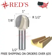 Tideway Carbide PRO LC05041608 1" Wide Round Nose 1/2" shank router bit