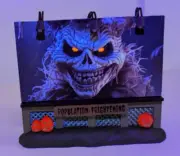 Custom Lemax Spooky Town Themed Lighted Billboard Evil Scarecrow Glowing Eyes