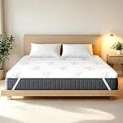 ADVWIN Double Size 7-Zone Mattress Topper 8 cm with Blue Egg Crate Memory Foam, Cooling Gel Infused Mattress Pad and White Removable Bamboo Fabric Cover (Double)