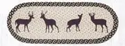 Braided Jute Hand Stenciled Oval Table Runner. Earth Rugs. DEER SILHOUETTE