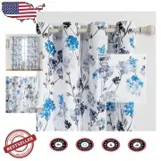 84” Navy Floral Curtains - Light Filtering Drapes for Modern Living Spaces