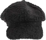 [MOBUTOFU] Warm Hat Stylish Octagonal Hat in Cashmere Visor Cap Black Warm and Comfortable