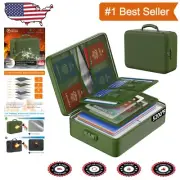 Portable Fireproof & Waterproof Document Safe Bag - Multi-Layer Storage, Green