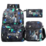 New Messi Backpacks 3pcs Football Stars Printe Lightweight Simple Laptop School Bags Junior-senior High School Students Mochilas[hsff] Dark Grey