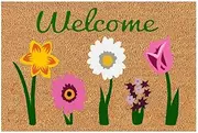 Welcome Floral Coir Doormat for Indoor Outdoor The Outdoor Mat for Entryway Outside Yard Home Decoration