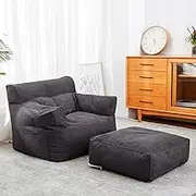 UYSOFRCV Bean Bag Chair Cover Sofa Lazy Sack (No Filler) Soft Beanbag Chair for Adult Teen Children Footstool Cover for Organizing Memory Foam,Dark Gray