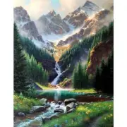 Paint by Number Mountains waterfall DIY Painting On Canvas Paintwork with Pai...