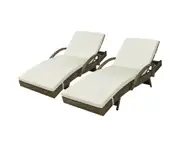 Livsip 2X Sun Lounger Wicker Lounge Day Bed Patio Sofa Cushion Outdoor Furniture