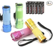 EverBrite 4-Pack Mini LED Aluminum Flashlight Glow In Dark Assorted Colors
