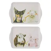 Ashdene Farmyard Faces Set 2 Melamine Scatter Trays