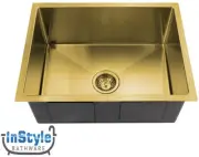 Single Bowl-Drop In/Undermount Kitchen Sink-540x440x200mm- BRUSHED GOLD