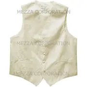 New Men's Paisley Tuxedo Vest Waistcoat only prom party Ivory wedding formal