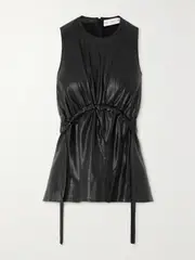 [Proenza Schouler White Label] Proenza Schouler White Label - Gathered Faux Leather Top - Black - US8 US 8 Black