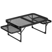 Movisa Camping Table 10.91"H x 17.2"W x 35.83"L w/ 2 Side Trays + Foldable
