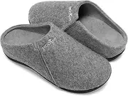 [ERGOfoot] House Slippers With Arch Support, Orthopedic Slippers for Plantar Fasciitis Pain Relief, Comfy Wool Felt Clog Slippers, Non-Slip Indoor Outdoor House Slipper for Women and Men/Grey