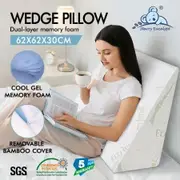 STARRY EUCALYPT Wedge Pillow Memory Foam Cool Gel Bamboo Cover Back Support Cushion