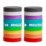 18 Pack Regular Mouth Mason Jar Lids, Plastic Mason Jar Lids with Silicone Ri...