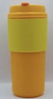 Tupperware Travel Tumbler Cup Eco Coffee To w/ Sleeve 16 oz. Orange & Yellow