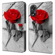 For Oppo A38 4g / A18 4g Leather Phone Case 3d Pattern Magnetic Closure Folio Cover Yalo Rose