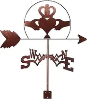 Wind vanes, Outdoor Garden Metal Weathervane with Shark Flute Man Tractor Ornament, Stainless Steel Weather Vane with Roof Mount Roof Decorations Wind Direction Indicators