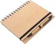Baluue Bamboo Cover Journal Spiral Notepad for School Office Portable Planner Notebook Bamboo Material