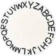 ABOOFAN Round Non Slip Floor Mat for Room Nordic Style Rug with Alphabet Design for Living Room Bedroom Playroom Lightweight Practical Floor Protector Mat
