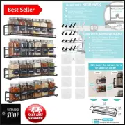 Adjustable Iron Spice Rack - 4-Tier Wall Mount Organizer for Kitchen & Bathroom