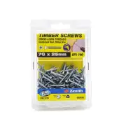 Zenith 7G x 25mm Zinc Plated Hinge-Long Thread Countersunk Head Timber Screws...