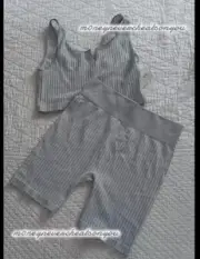 Active Wear Grey Short And Bra Sit Cute Seamless Nktch Set