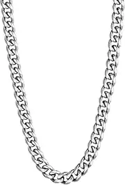 [U7] Miami Cuban Chain for Men Women, 3mm/6mm/9mm/12mm Wide Stainless Steel/Black Metal/18K Gold Plated Curb Link Necklace, Length 14"16"18"20"22"24"26"28"30" Inch, with Gift Box
